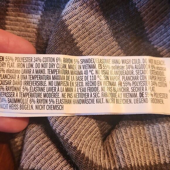 Forever 21 Short Sleeve Ribbed Bodycon Knee Length Dress, Medium, Grey Stripes - Picture 7 of 7